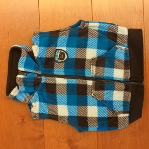 Carter's Blue Brown Plaid Fleece Zip-up Vest